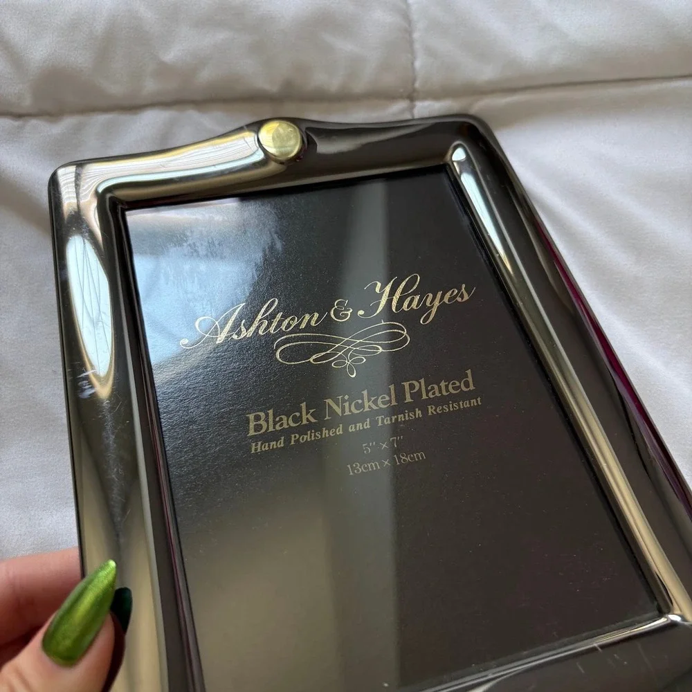 Ashton & Hayes Black Nickel Plated 5x7 Picture Frame Hand Polished No Tarnish